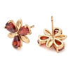 Rack Plating Flower Brass Cubic Zirconia Stud Earrings EJEW-M090-13G-02-2