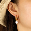 Fashionable Stainless Steel Imitation Pearl Hoop Earrings for Women's Party Outfits RP6732-4