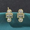 Rectangle with Flat Round Brass Micro Pave Clear Cubic Zirconia Stud Earrings X-EJEW-G452-12G-1
