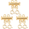 3Pcs 2 Holes Brass Slide Lock Clasps KK-BBC0027-60A-1