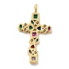 Cross Brass Micro Pave Colorful Cubic Zirconia Pendants X-KK-G419-17G-3