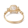 Natural Pearl Round Braided Bead Style Rings RJEW-JR00609-2