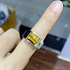 Rectangle Natural Tiger Eye Finger Ring FIND-PW0021-07A-02-1