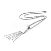 Non-Tarnish 304 Stainless Steel Trapezoid with Tassel Pendant Necklace with Box Chains for Women NJEW-B087-06P-1