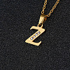 201 Stainless Steel Crystal Rhinestone Initial Pendant Necklaces FS-WG3A711-26-1