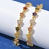 Star Brass Pave Cubic Zirconia Link Chain Bracelets for Women BJEW-P385-03G-3
