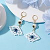 Glass Seed Bead Evil Eye Hoop Earrings EJEW-MZ00272-4