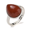 Natural Red Jasper Teardrop Adjustable Rings RJEW-K371-08S-19-2