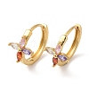 Flower Cubic Zirconia Hoop Earrings EJEW-G348-08G-1