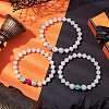 Halloween Skull Dyed Synthetic Turquoise & Glass Beaded Stretch Bracelets for Women Men BJEW-JB10499-2