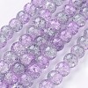 1Strand Two Tone Transparent Crackle Glass Round Beads Strands X-CCG-Q002-10mm-02-1