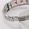 Tibetan Style Antique Silver Alloy Natural Rose Quartz Gemstone Bracelets BJEW-JB01649-03-3