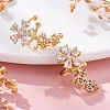 Rack Plating Flower Brass Micro Pave Clear Cubic Zirconia Cuff Earrings EJEW-H147-15G-3