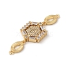 Rack Plating Brass Pave Clear Cubic Zirconia Connector Charms KK-A190-08G-2