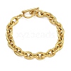 Ion Plating(IP) 304 Stainless Steel Oval Link Chain Bracelets for Men Women BJEW-G723-01G-1