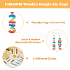 FIBLOOM 6 Sets 6 Colors Wood Dangle Earrings with Iron Pins EJEW-FI0003-27-3