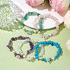 Mixed Gemstones Chip Beaded Plastic Flower Stretch Bracelets BJEW-JB10205-2