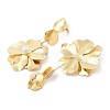 Flower Iron Dangle Stud Earrings EJEW-L096-006G-3