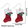 Christmas Alloy Enamel & Acrylic Stud Dangle Earrings FS-WG10992-13-1