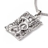 Zinc Alloy Rectangle with Deities Pendant Necklace with 304 Stainless Steel Chains NJEW-C007-10AS-3