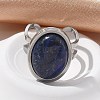 Oval Natural Lapis Lazuli Finger Rings RJEW-M062-02P-01-4