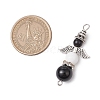 5 Styles Natural Obsidian and Black Onyx(Dyed & Heated) Angel Connector Charms PALLOY-JF03195-2