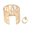 Alloy Hollow Musical Note Wide Cuff Bangle & Ring Sets for Women SJEW-C005-03G-3