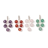 4Pcs 4 Styles Natural Rose Quartz & Green Aventurine & Amethyst & Carnelian Round Copper Wire Wrapped Pendants PALLOY-TA00216-02-1