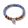 Reiki Natural Blue Spot Jasper & Wenge Wood Beads Stretch Bracelet BJEW-JB06896-04-1