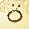 Natural Lava Rock & Tiger Eye Braided Bead Bracelet BJEW-TA00115-02-2