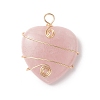 Natural Rose Quartz Copper Wire Wrapped Pendants PALLOY-JF02042-01-1