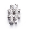 Brass Micro Pave Cubic Zirconia Slide Charms ZIRC-G147-21-NR-2