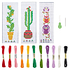 3 Sets 3 Style DIY Oval & Cactus Pattern Bookmark Cross-Stitch Kit DIY-NB0008-96-1