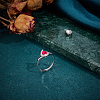 1Pc Teardrop Adjustable 925 Sterling Silver Rhinestone Finger Ring Components STER-BC0003-65-4