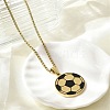 304 Stainless Steel Black Enamel Football Pendant Box Chain Necklaces NJEW-H055-05G-3