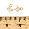 Rhombus Rack Plating Brass with Cubic Zirconia Pendants Charms KK-S396-24-3