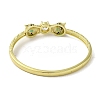 Brass Pave Clear & Green Cubic Zirconia Leopard Hinged Bangle for Women BJEW-K246-19A-G-3