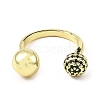 Cubic Zirconia Round with Flower Open Cuff Ring RJEW-H218-01G-03-2