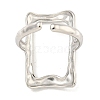 Non-Tarnish 304 Stainless Steel Hollow Rectangle Cuff Ring for Women RJEW-A043-15P-3