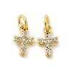 Cross Shape Rack Plating Brass Micro Pave Cubic Zirconia Pendants Charms KK-S396-07C-1