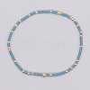 Bohemian Style Rainbow Glass & Brass Beaded Handmade Fashion Women's Bracelet QD2599-12-1