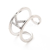 Clear Cubic Zirconia Initial Letter Open Cuff Ring RJEW-A012-01P-K-2