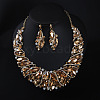 Alloy Rhinestone Pendant Necklaces & Teardrop Stud Dangle Earring Sets for Women WG99E9F-04-1