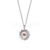 Brass Micro Pave FireBrickul Cubic Zirconia Pendant Necklaces NJEW-M211-03A-P-1