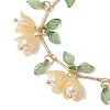 Flower Leaf Shell Pearl & Acrylic Charm Bracelets BJEW-TA00535-04-3