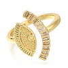 Eye Rack Plating Brass Micro Pave Cubic Zirconia Open Cuff Rings for Women RJEW-M022-23G-2