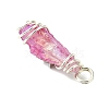 2Pcs Electroplated Natural Quartz Crystal Dyed Copper Wire Wrapped Pendants PALLOY-JF03170-02-5