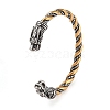 Ion Plating(IP) 304 Stainless Steel Viking Open Cuff Bangles for Men BJEW-U001-04B-G-1