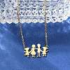 304 Stainless Steel Family Pendants Necklaces for Women NJEW-A045-11G-3