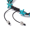 Synthetic Turquoise Starfish & Turtle Braided Bead Bracelet BJEW-TA00388-01-4